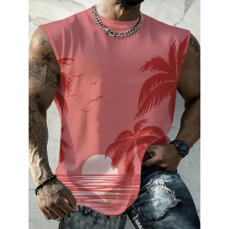 Gilet estivo da uomo senza maniche, con stampa, leggero e traspirante, adatto per il tempo libero in spiaggia e le vacanze, lavabile in lavatrice