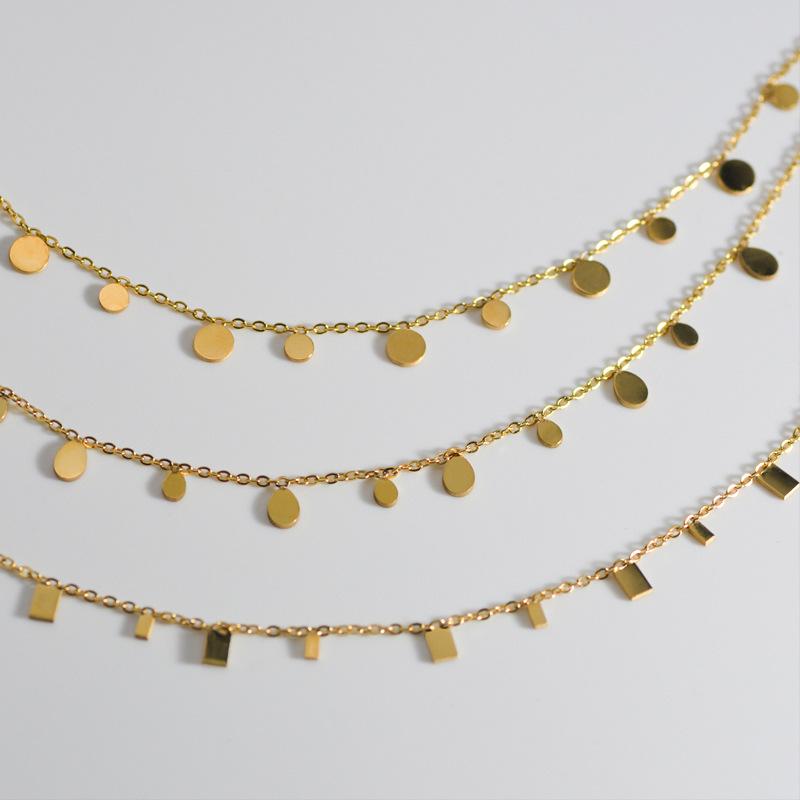 Water Drop Round Square Geometric Clavicle Chain Stainless Steel Delicate And Small Super Beautiful Fairy Air Necklace Titanium Steel Plating