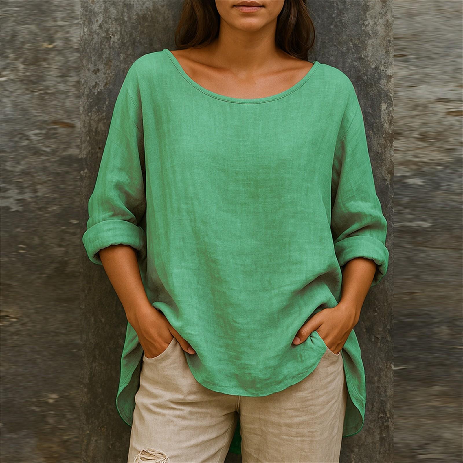 

Женский повседневный модный пуловер однотонного цвета с круглым вырезом и длинными рукавами, свободный топ XL