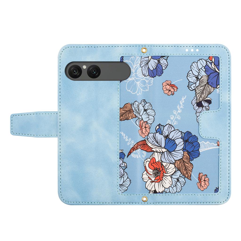 For Sony Xperia 10 VII Case PU Leather Floral Phone Cover with Card Slots
