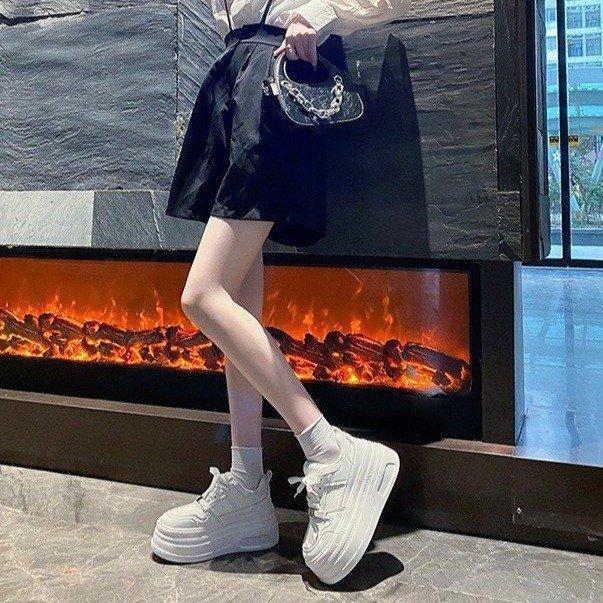 Little White Shoes Women's 2025 Spring New Versatile Thick Baseplate Shoes Versatile Small Inner Height Increase Leisure Sports Muffin