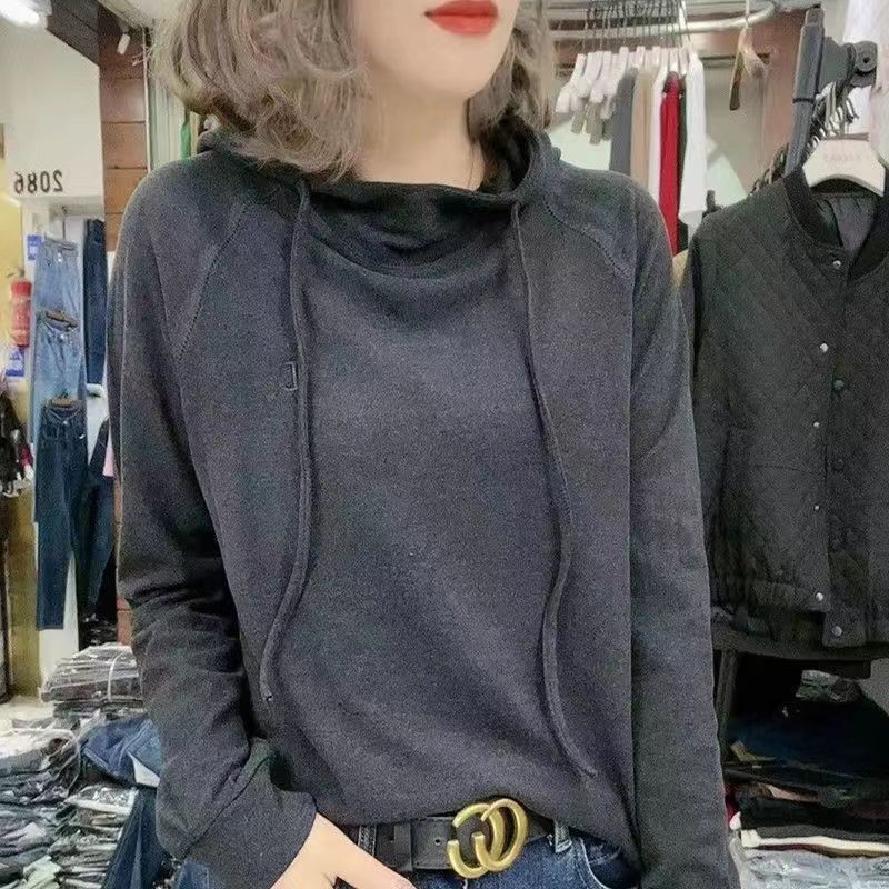 Spring Autumn New Fashion Solid Long Sleeve T-Shirts Women's Clothing Sweatshirt Casual Hooded Simplicity Thin Chic Korean Tops