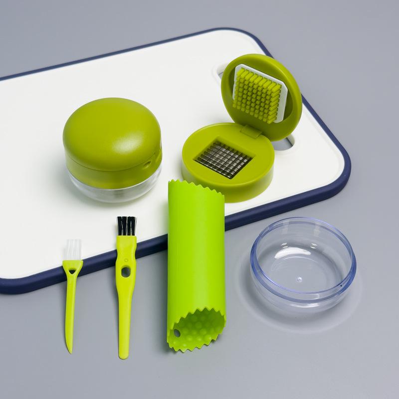 Plastic Garlic Press Set: Household Kitchen Tools for Mincing and Mashing Garlic