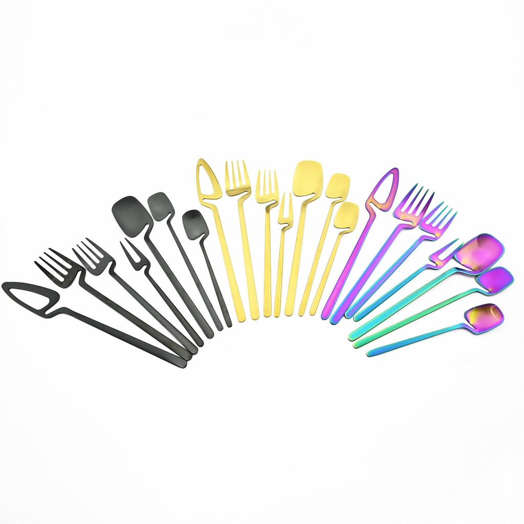 16Pcs/Set Black Matte Dinnerware 304 Stainless Steel Cutlery Set Knives Fruit Fork Spoons Dinner Set Kitchen Flatware Tableware