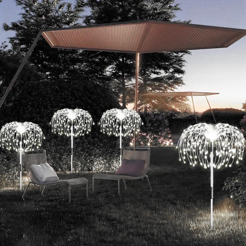 

4 шт. Светодиодные фонари на солнечной батарее «Фейерверк», световой датчик, уличные фонари для украшения газона, работающие на солнечной энергии, для ландшафта, газона, тротуара 1pcs&60LED белый