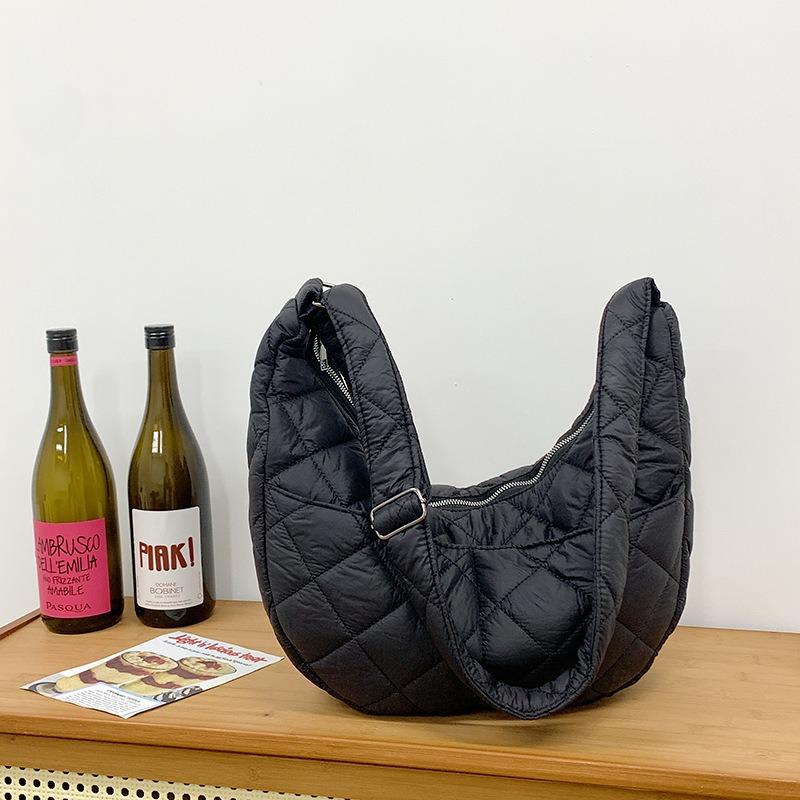 Fashion Rhombus Simple Crossbody Bag Casual Large Capacity Dumpling Bag Lightweight Versatile Student Shoulder Bag