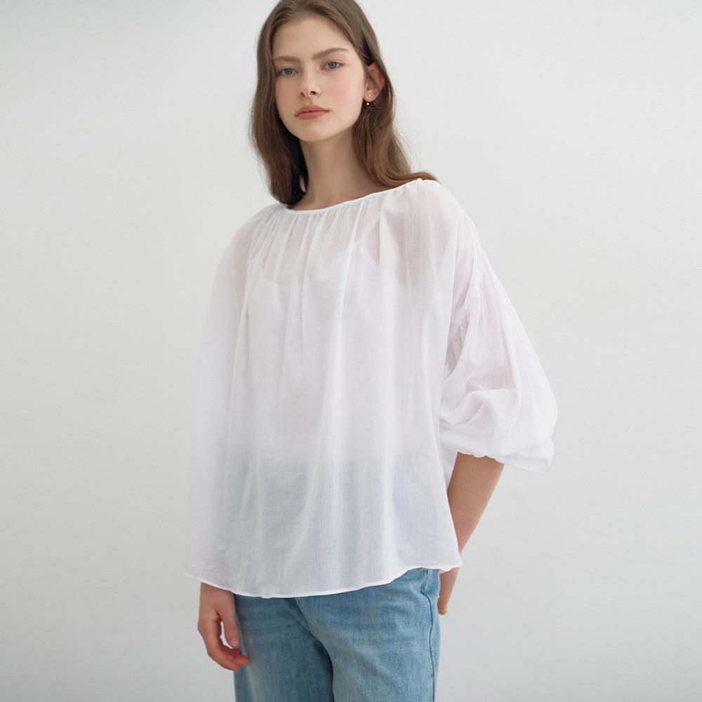 MOMET Milo Yoru Shirred Blouse Ivory