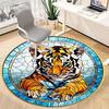 1 Stück Tiger Buntglas Büro Runder Teppich, Indoor-Matte Geeignet Für Büro, Unter Bürostühlen Schlafzimmer Wohnzimmer Heimdekoration, Raumdeko