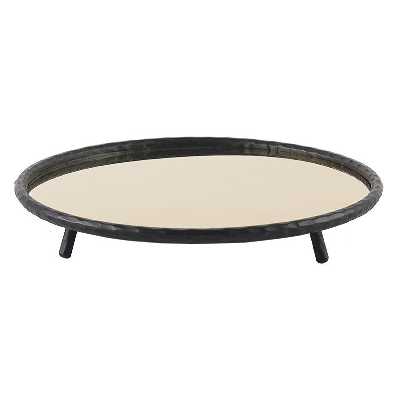 Modern Light Luxury Metal Round Tray Model Bedroom Cloakroom Aromatherapy Mirror Storage Tray Decoration Ornaments