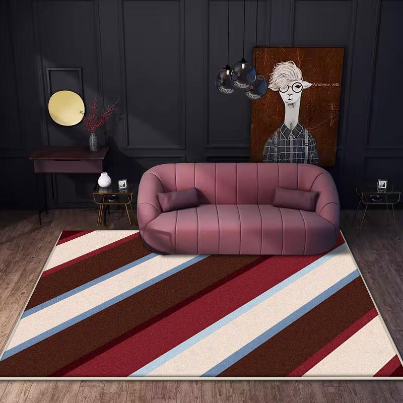 Jednoduchý pruhovaný koberec Moderní lehký luxus Velká plocha Koberečky pod pohovku do obývacího pokoje Severský dekor ložnice Koberec Domácí pokoj Plyšové koberce