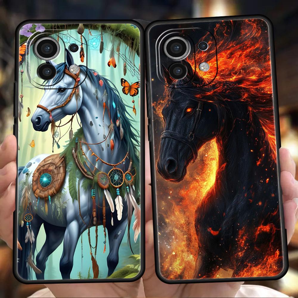 Horse Animal Phone Case for Xiaomi Poco F6 F5 F4 F3 X6 X5 X4 X3 NFC M5 M4 M3 C51 C50 C55 GT 5G Soft TPU Cover Capas Fundas Bags