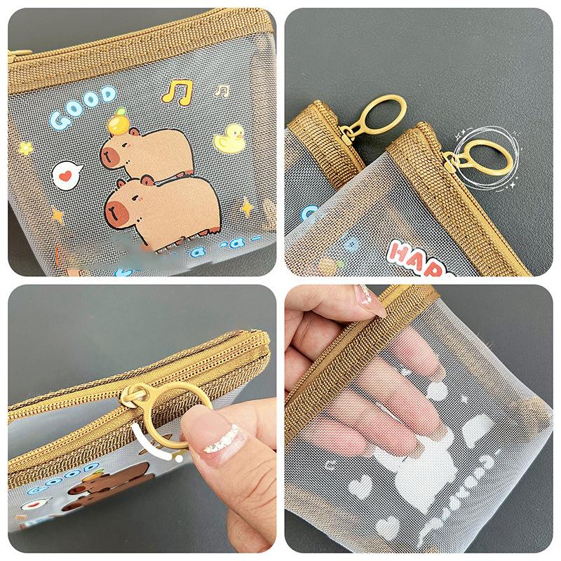 Cute Capybara Coin Storage Bag Transparent Coin Purses Cartoon Lovely Wallet Clear Bags