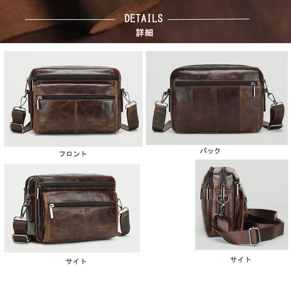 Meigardass Genuine Leather Mini Shoulder Horizontal Shoulder Messenger Crossbody Practical for Formal and Commuting Men's Bag, Pouch, Pouch, Bag, Bag,