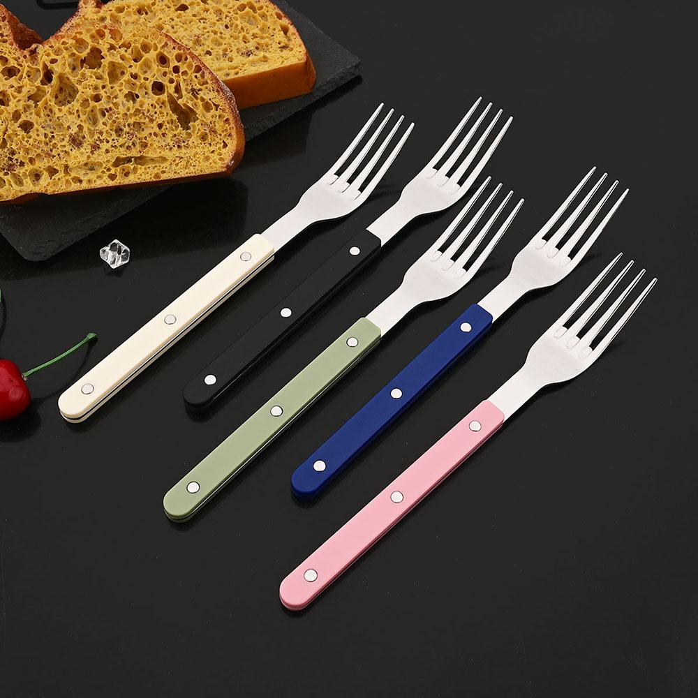 4Pcs Black Silver Acrylic Handle Dinnerware Knife Fork Spoon Set Stainless Steels Cutlery Set Western Home Kitchen Flatware