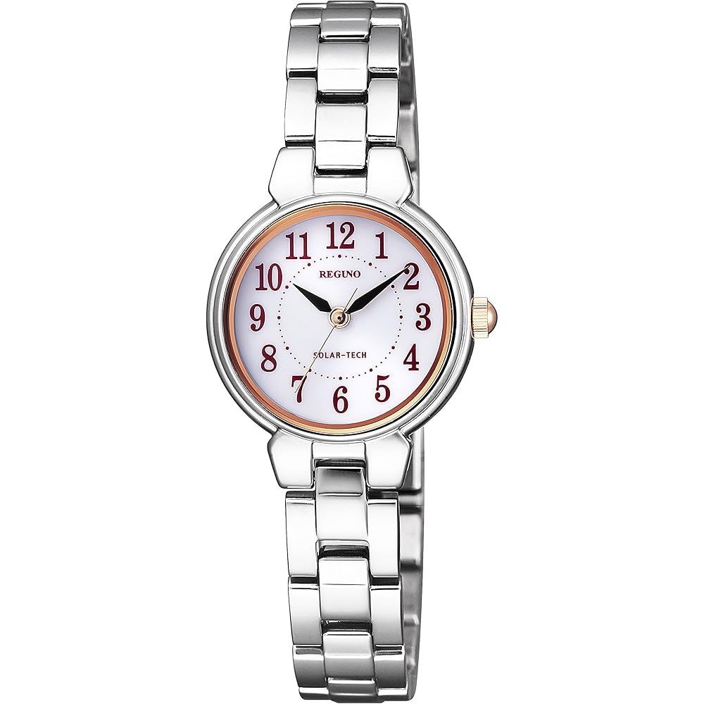 Citizen Reguno Solar Waterproof Simple Women s Casual Business Bracelet Watch Analog Arabic Numbers Pink Silver