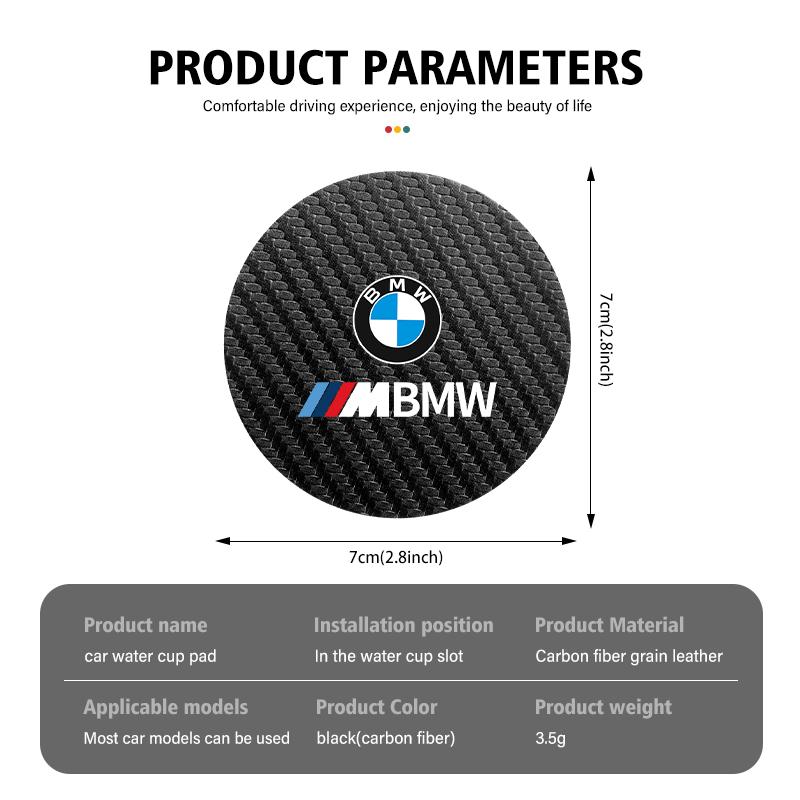 LXXM7 2Pcs Car Coasters Water Cup Holder Non-Slip Mat Accessories For BMW X3 X5 M5 M3 E46 E90 E60 F10 E39 F30 E36 G30 E87 E70