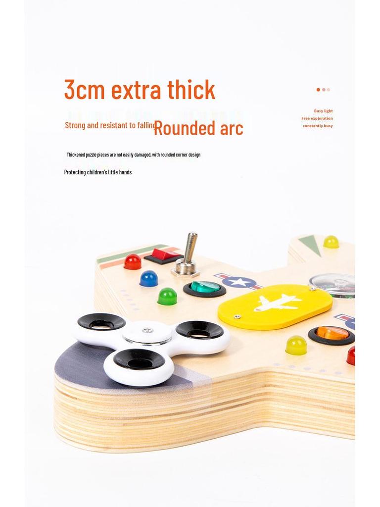 Montessori Wooden Sensory Busy Board with Light Switch and Key