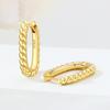 925 Gold Twisted U-shaped Earrings Women Hoop Earring Anniversary Jewelry Trendy Gifts