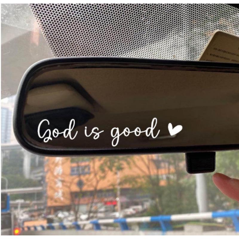 Cross-Border New Car Rearview Mirror English Heart Decorative Sticker