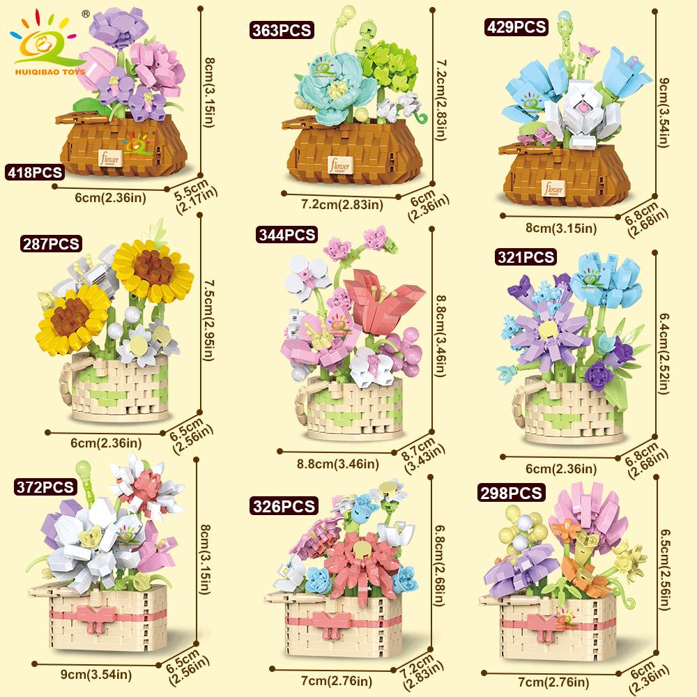 Flower Pot Micro Construction Block DO IT YOURSELF Rose Sunflower MOC Bouquet Mini Diamond Model Brick Toy Ideal for Kids Desk Decoration