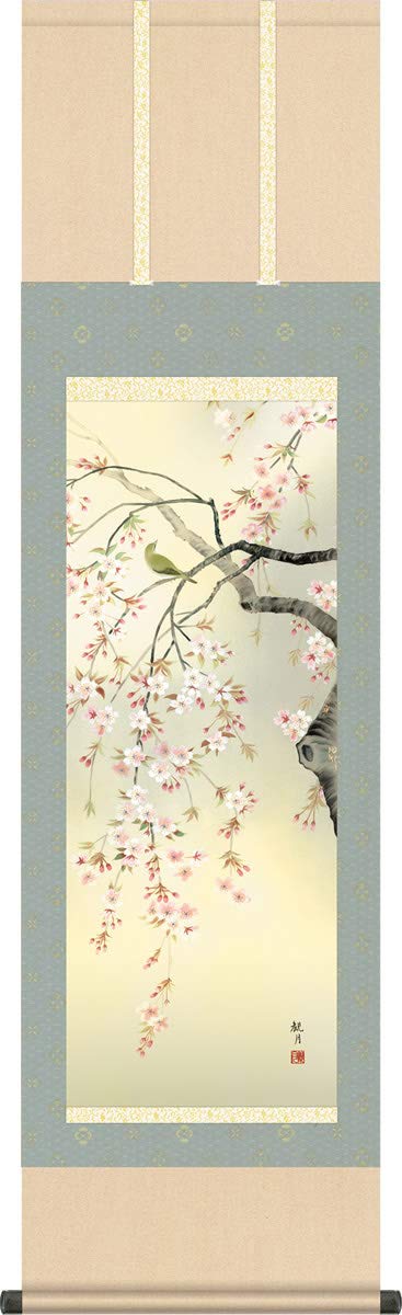 

Подвесной свиток Весенняя вишня Морияма Кангэцу 130см Подвесной свиток Вишневый цвет Токонома цветущий,