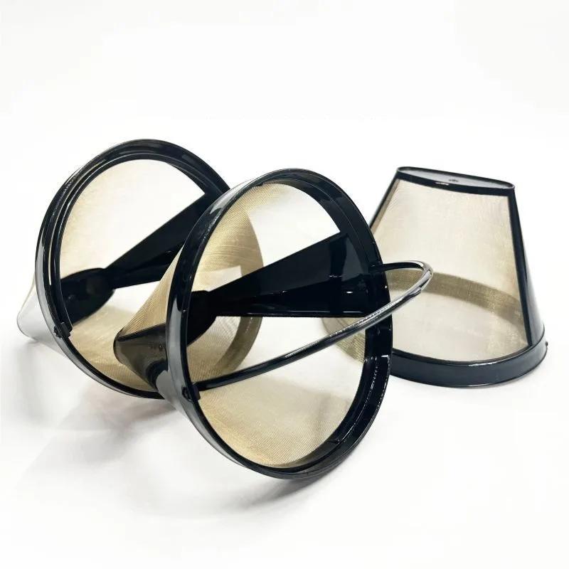 1-5pcs Cone Shape Coffee Filter Mesh Basket Stainless Steel Refillable Gold Mesh Tea Water separator Reusable Coffee Filters