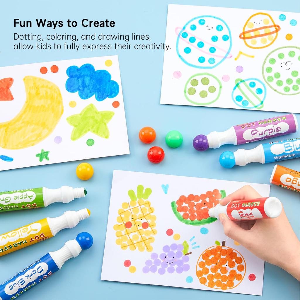 Shuttle Art Dot Marker Set of 10 For Kids Pens, Colors, 40ml, Water-Based, Washable,