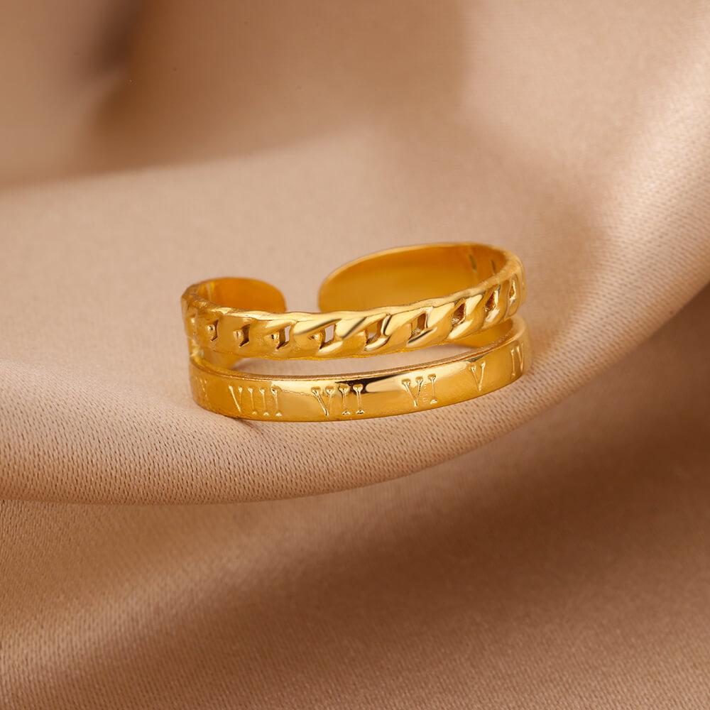 French style Stainless Steel Rings for Women Retro Vintage Gold Color Ring Wedding Jewelry Anti Fading Accessories Gifts 2024