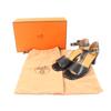 Excellent HERMES Sandals Ankle Strap with API Metal Black Leather Women 35.5 Used