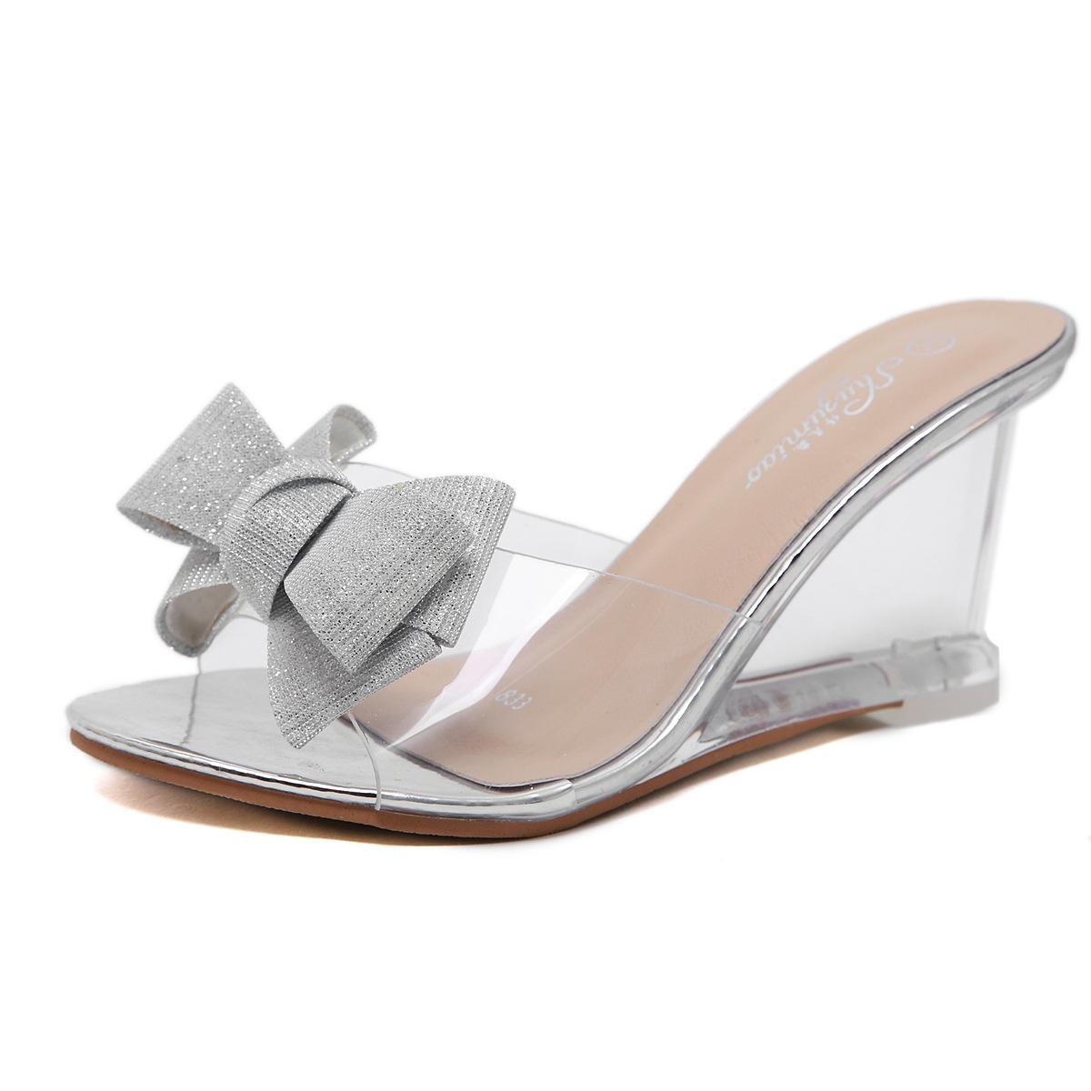 

Новые летние босоножки на высоком каблуке, прозрачные туфли со стразами, простая пикантная женская обувь 43 серебряный