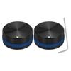 Uxcell 2pcs Aluminum Potentiometer Knobs Volume Adjustment Knobs 18mm X 40mm for Guitar and Bass Screw Type Black with Blue Rubber Rings and Wrench