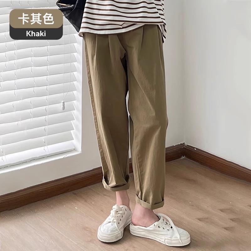 Large Size Loose Khaki Maternity Tooling Casual Pants Nine-point Pants Summer Thin Maternity Pants Outer Wear Spring and Summer