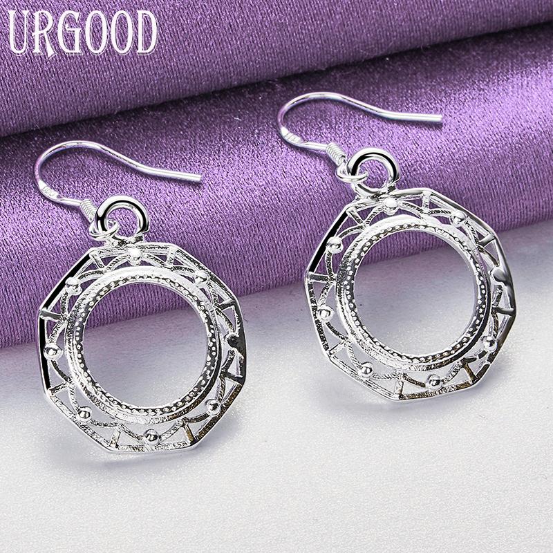 

Круглые висячие серьги из стерлингового серебра 925 пробы, модные свадебные украшения 3.70*2.10cm