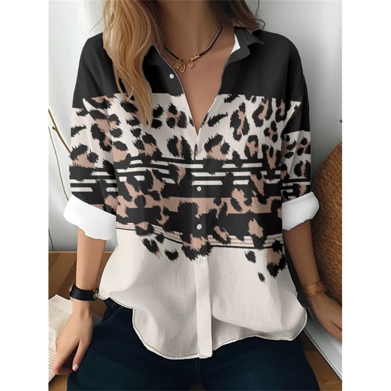 Womens Loose Fit Long Sleeve Cotton Linen Shirt With 3D Floral Print Casual Blouse 2025