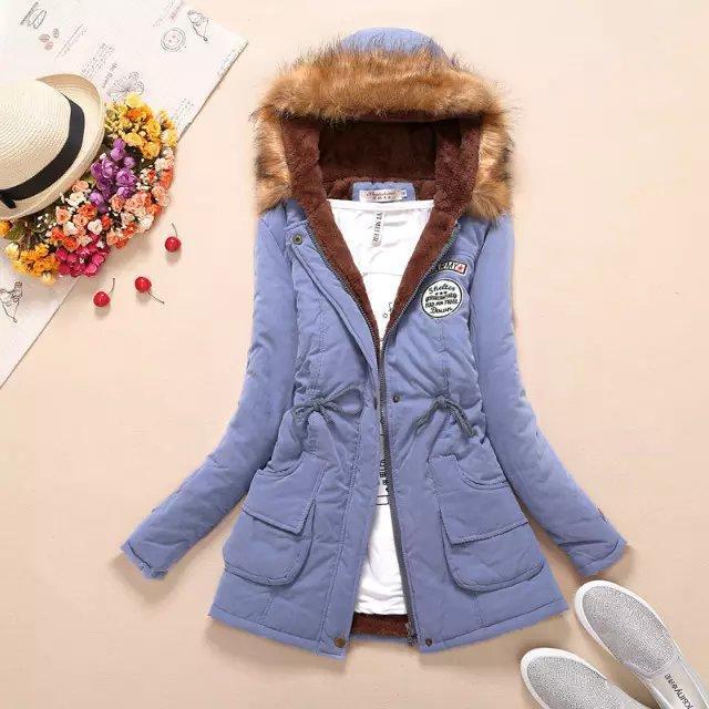2024 Autumn/Winter Korean Style Slim Waist Hooded Military Cotton Coat for Women