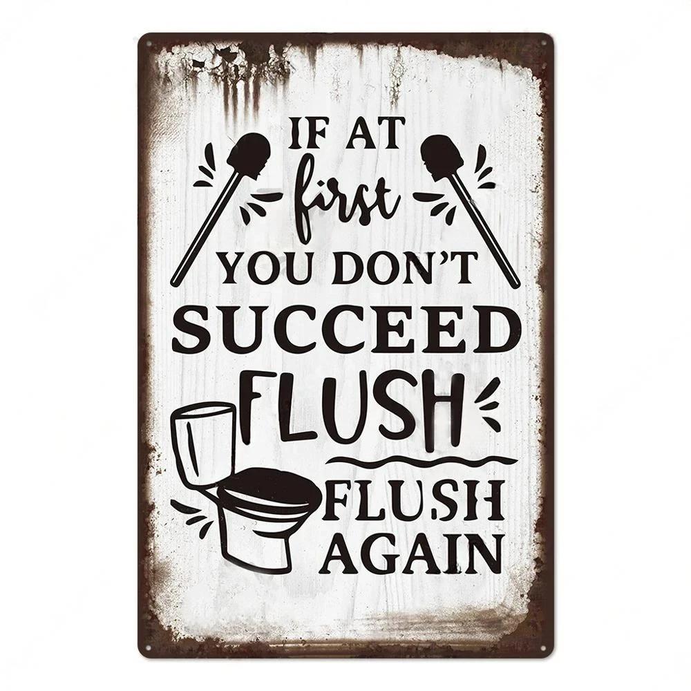 Vintage Tin Sign Bathroom Poster Decoration Bathroom Vintage Metal Plate Wall Art Bathroom Decoration Wall Painting Aesthetics