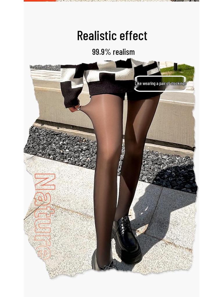 Red Pepper Sheer Black One-Piece Pants - Women's Autumn/Winter Bottoming Tights with Abdominal and Hip Support, Bare Leg Effect.
