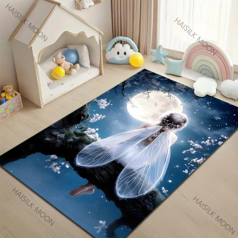 

Multi Size Fairy in The Flower Buddha Pattern Carpet for Living Room Bedroom Sofa Home Decor Non-slip Floor Mat Washable 40cm x 60cm
