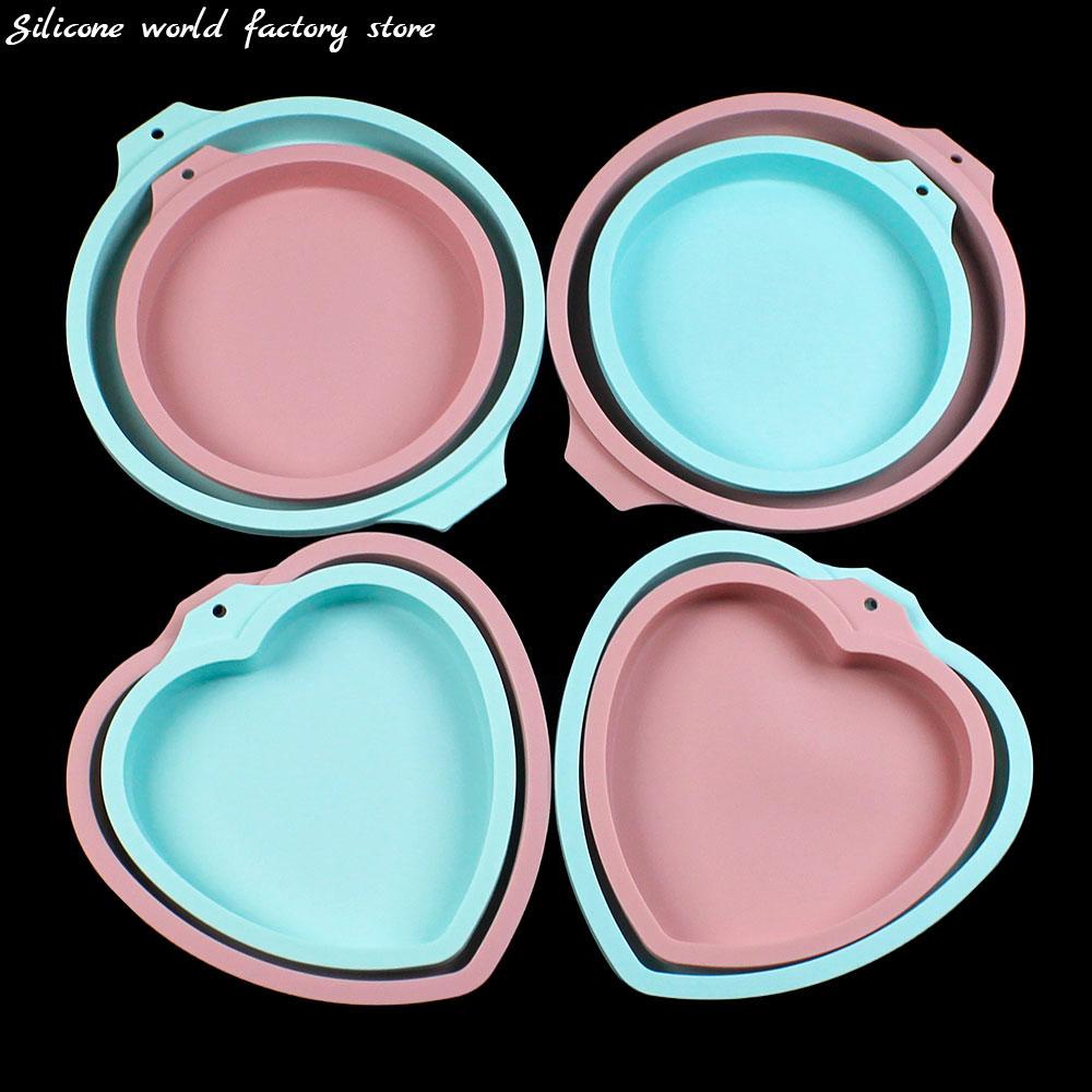 Silicone World 6/8 Zoll Silikon-Kuchenformen DIY Mousse Regenbogen Schichtkuchenform Runde Herzförmige Backform Backwerkzeuge
