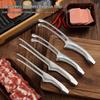 Retro Korean Style 304 Stainless Steel BBQ Grill Tongs with Round and Sharp Heads for Self-Service Restaurants