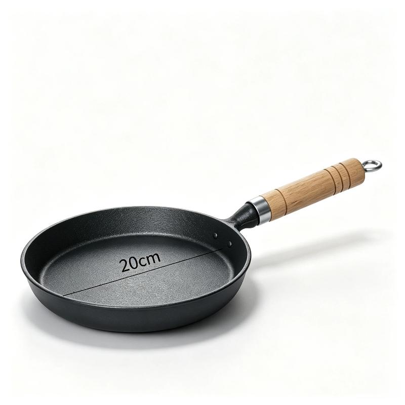 20/23/26 cm non-stick støbejernspande til at lave vietnamesiske stegte pandekager og æg, sikker varmeisoleret træhåndtag