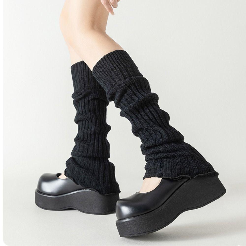 Solid Color Lolita Leg Warmers Crochet Pattern Middle Tube Socks Crochet Socks  Cold Weather