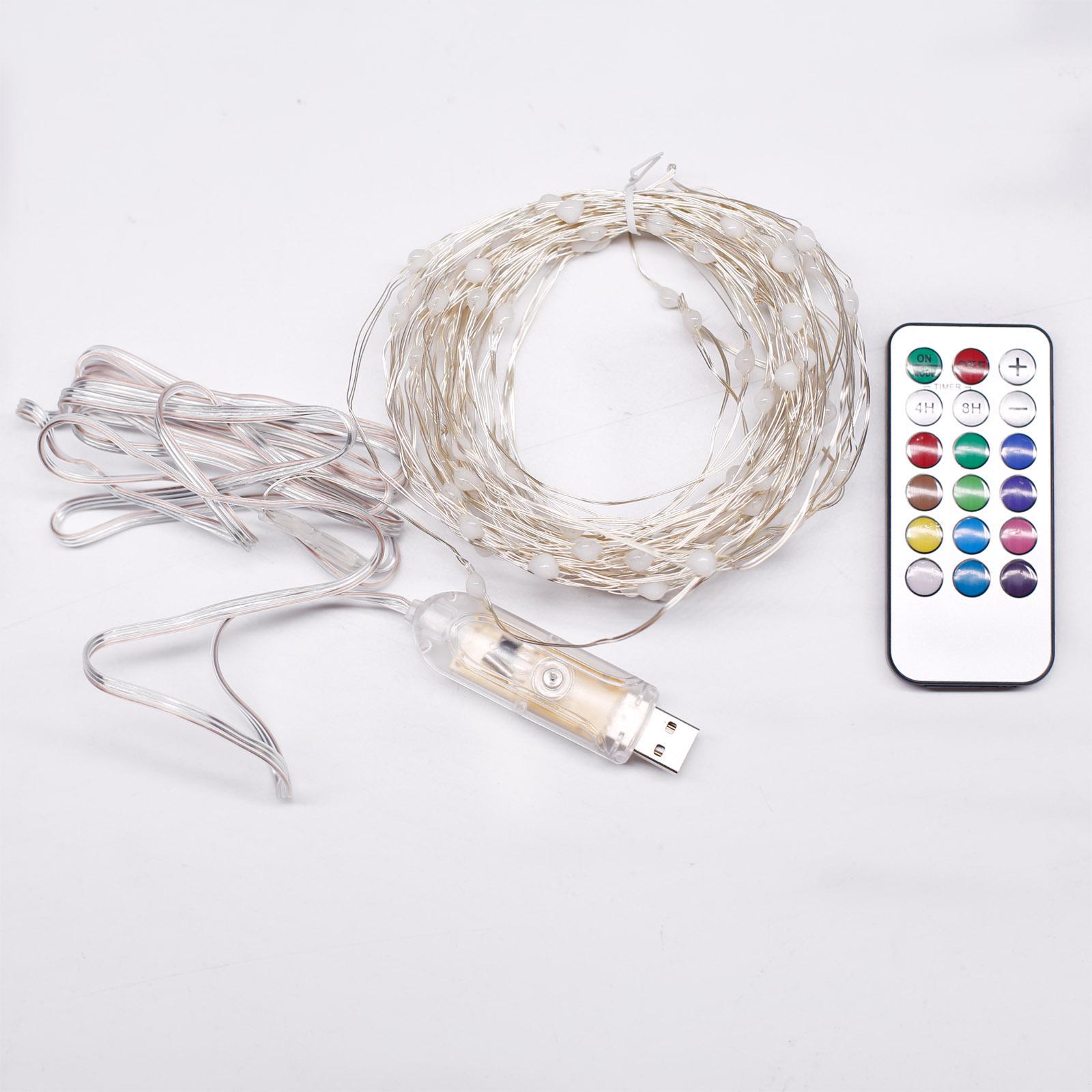 

Светодиодные гирлянды с питанием от USB, 5 В, 10 м, 100 светодиодов с 18-клавишным пультом дистанционного управления для домашней вечеринки, свадьбы, рождественского праздника, украшения