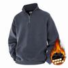 Men's Warm Fleece Stand Collar Half-Zip Pullover Plus Size Hoodie