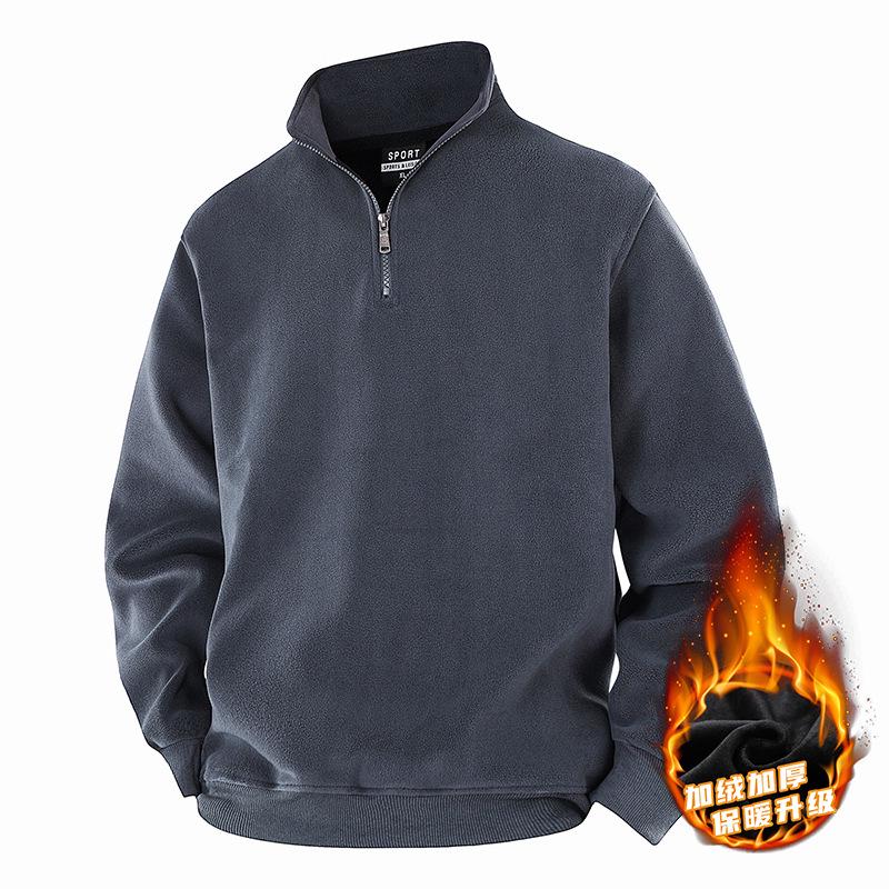 Men s Warm Fleece Stand Collar Half-Zip Pullover Plus Size Hoodie M