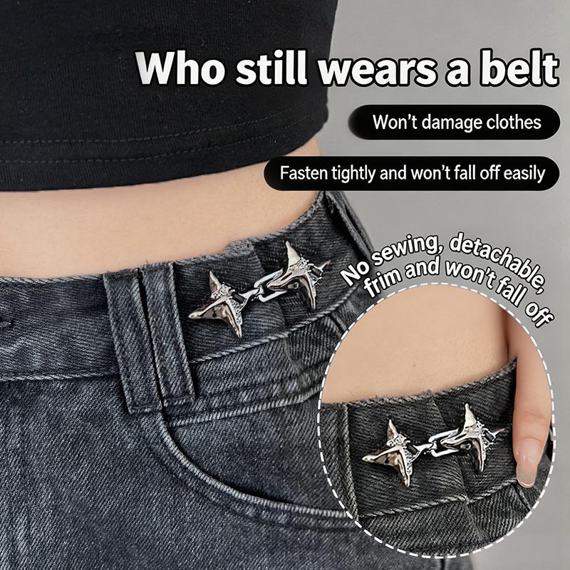 Temperament Four Pointed Star Waist Tightening Tool Adjustable Waist Buckle Able Jeans Fixed Waist Buckle