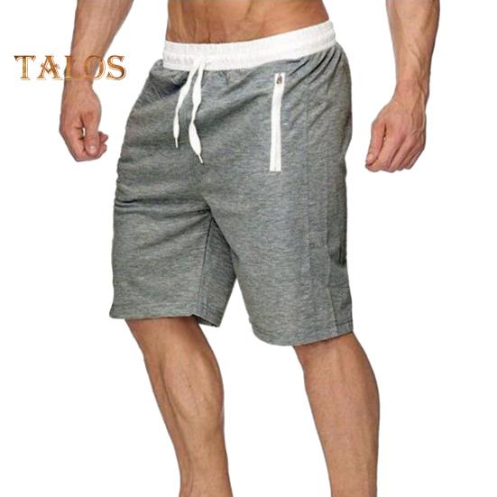 Pantaloni scurți pentru bărbați, cu talie elastică, cu șnur ajustabil, pantaloni scurți sport casual, culoare solidă, cu design de buzunar, pantaloni scurți de fitness