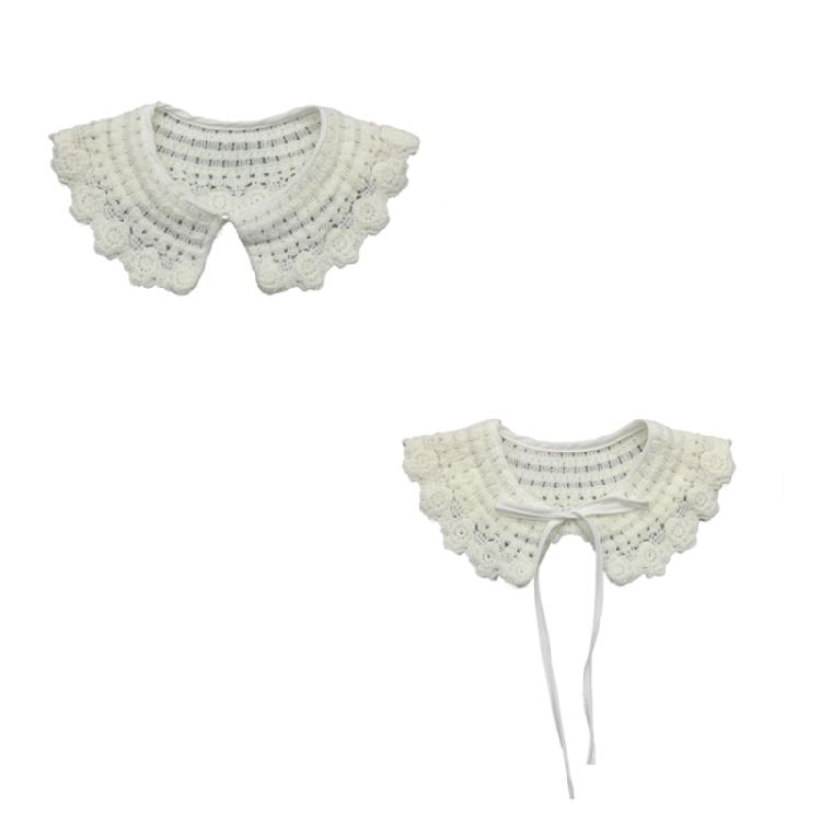 Multifunctional Detachable Fake Collar Kids Girls Knitted Flower Mini Shawl Wrap