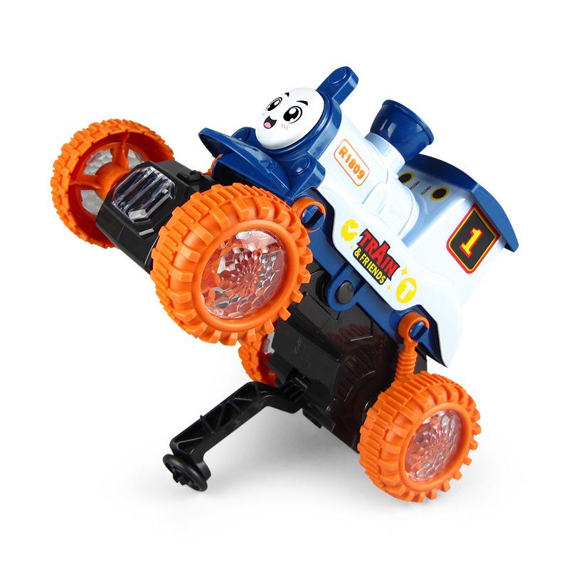 For Funny Stunt Steam Train Model Toys With Lights Music Electric Smoke Spray Car Battery-Operated Steaming Train Baby Kids Toys