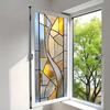 Geometric Window Privacy Film Stained Glass Style Privacy Protection Film Frosted Static Cling Waterproof Privacy Film for Bathroom Bedroom Kitchen